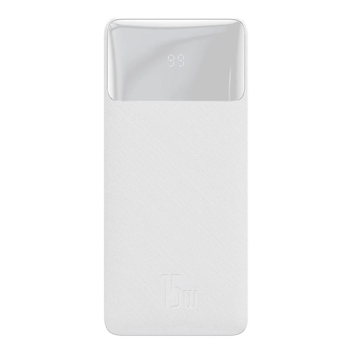 Baseus PPBD050002 Bipow Overseas Edition Dijital Ekranlı 15W 10.000 mAh Powerbank Beyaz