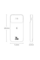 Baseus PPMT-02 MgSafe 20W 10.000 mAh Kablosuz Şarjlı Powerbank Beyaz