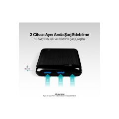 Ttec 2BB185S PowerSlim LCD 10.000 mAh PD 20W Taşınabilir Şarj Aleti / Powerbank USB-C Giriş/Çıkış