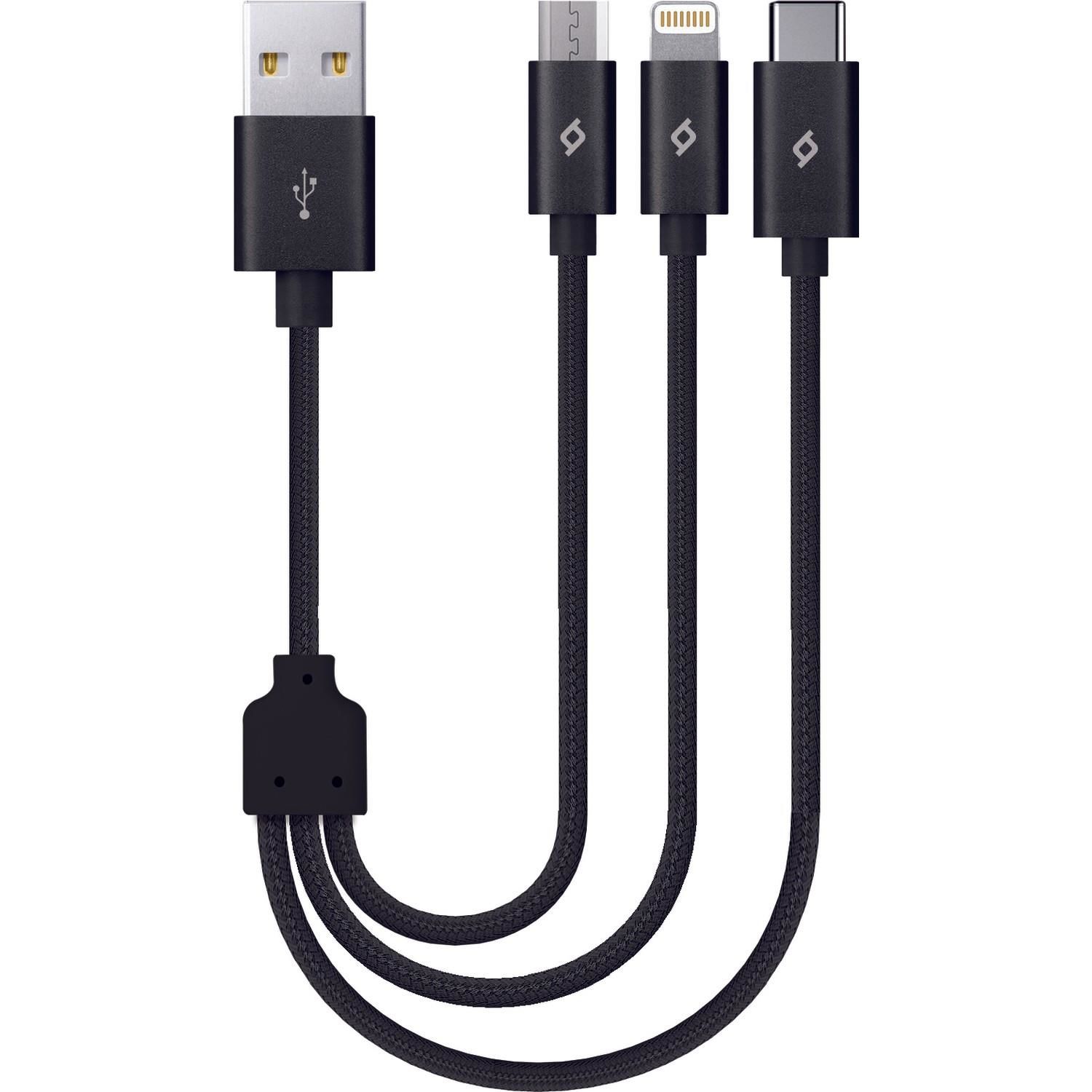Ttec  2DK31 Alumicable Mini Trio 30cm Şarj Kablosu USB-A - USB-C / Lightning / Micro USB