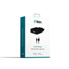 Ttec 2SCS20CS Smartcharger Seyahat Şarj Aleti 2.1A + Type-C Kablo Siyah