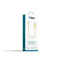 Ttec 2DK26A Alumicable Mini 30 cm Type-C Şarj Ve Data Kablosu Altın