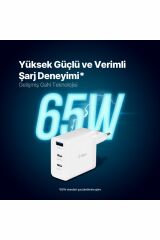 Ttec 2SCG03B SmartCharger Trio GAN 65W 2 USB-C+USB-A PD Seyahat Hızlı Şarj Aleti