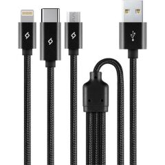 Ttec 2DK39S AlumiCable Trio Şarj Kablosu 1mt. USB-A - USB-C / Lightning / Micro USB
