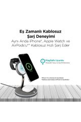 Ttec 2KS20 AirCharger Trio M MagSafe Uyumlu 3’ü 1 Arada iPhone + Apple Watch + AirPods Kablosuz Hızlı Şarj Standı