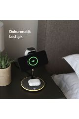 Ttec 2KS20 AirCharger Trio M MagSafe Uyumlu 3’ü 1 Arada iPhone + Apple Watch + AirPods Kablosuz Hızlı Şarj Standı