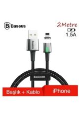 Baseus CALXC-B01 Zinc Magnetic Usb Lightning Iphone Kablo 2m Siyah 1.5 Amper Hızlı Şarj