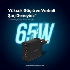 Ttec 2SCG03S SmartCharger Trio GAN 65W 2 USB-C+USB-A PD Seyahat Hızlı Şarj Aleti