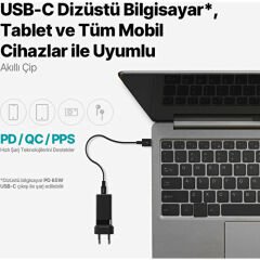 Ttec 2SCG03S SmartCharger Trio GAN 65W 2 USB-C+USB-A PD Seyahat Hızlı Şarj Aleti