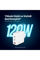 Ttec 2SCG04B SmartCharger Trio GAN 120W PD Seyahat 2 USB-C+USB-A Hızlı Şarj Aleti
