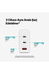 Ttec 2SCG04B SmartCharger Trio GAN 120W PD Seyahat 2 USB-C+USB-A Hızlı Şarj Aleti