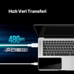 Ttec 2DK48B USB-C - USB-C 300cm 65W PD/QC Hızlı Şarj/Data Kablosu Beyaz