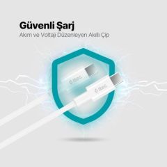 Ttec 2DK49B USB-C - USB-C 150cm 100W PD/QC Hızlı Şarj/Data Kablosu Beyaz