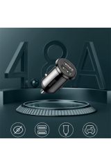 Baseus Grain Pro Dual USB 4.8A Max Çıkışlı Hızlı Araç Şarj Başlık Beyaz