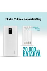 Ttec 2BB203B PowerSlim Trio LCD 20.000mAh PD 22,5W Dahili Kablolu Taşınabilir Şarj Aleti / Powerbank
