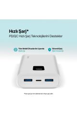 Ttec 2BB203B PowerSlim Trio LCD 20.000mAh PD 22,5W Dahili Kablolu Taşınabilir Şarj Aleti / Powerbank