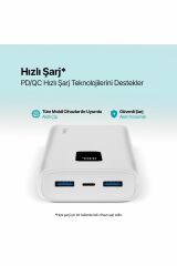 Ttec 2BB203B PowerSlim Trio LCD 20.000mAh PD 22,5W Dahili Kablolu Taşınabilir Şarj Aleti / Powerbank