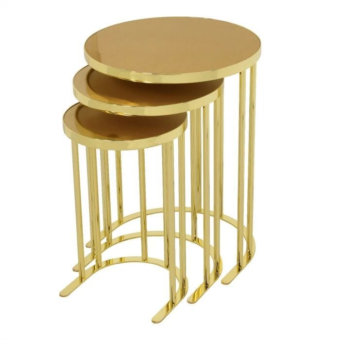 MDF /Gold Yuvarlak Gala Sehpa