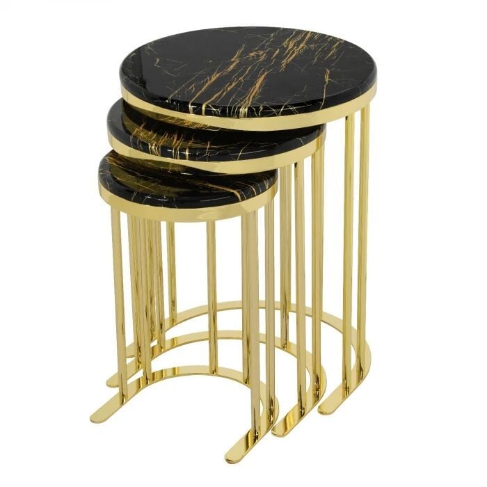 MDF /Gold Yuvarlak Gala Sehpa