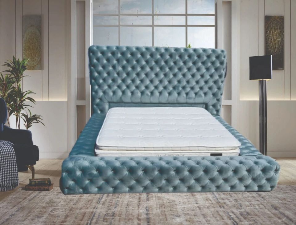 Chesterfield Döşemeli Yatak 160*200, Turkuaz