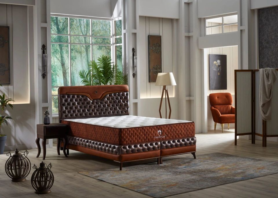 Döşemeli Yatak Chesterfield Armony 160*200, Bej