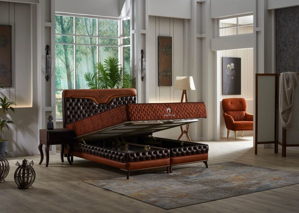 Döşemeli Yatak Chesterfield Armony 160*200, Bej