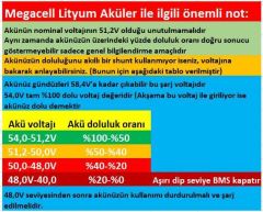 Megacell 51,2V 100Ah LiFePO4 Lityum Demir Fosfat Akü