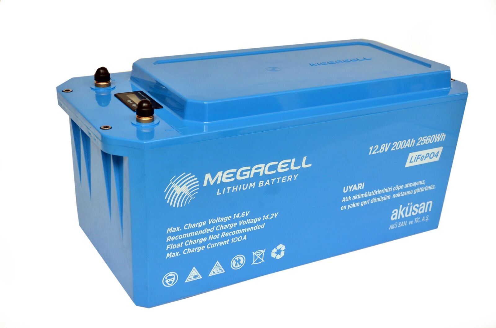 Megacell 12.8V 200Ah LiFePO4 Lityum Demir Fosfat Akü(ABS Kasa)