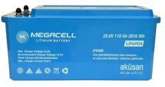 Megacell 25.6V 100Ah LiFePO4 Lityum Demir Fosfat Akü(ABS Kasa)