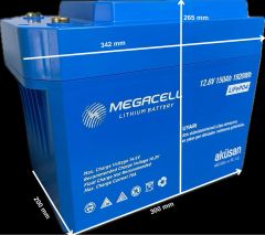 Megacell 12.8V 150Ah LiFePO4 Lityum Demir Fosfat Akü - (ABS Kasa) - Yeni