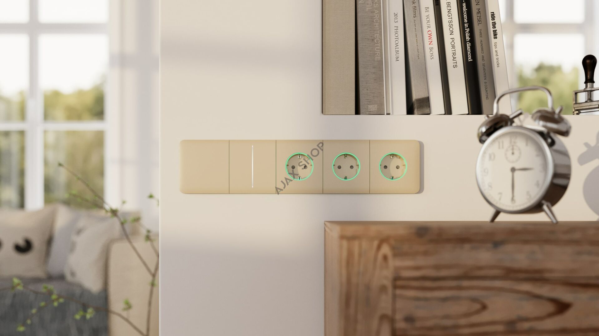 AJAX Outlet Type F CenterCover Güç Tüketimi Monitörlü Akıllı Priz Kapağı Ortada Kullanım