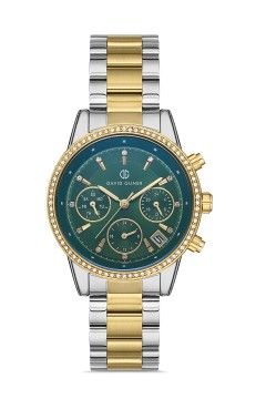 DAVID GUNER DG-8301LA-D10 Gümüş-Gold Renk Foksiyonlu Çelik Kadın Kol Saati Modeli