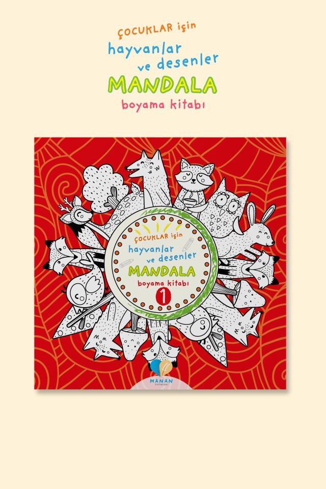 Çocuklar için Hayvanlar ve Desenler Mandala Kitabı 1