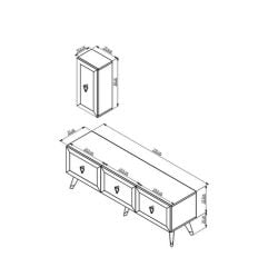 Scala Lazer Desenli Tv Ünitesi Beyaz-Gümüş 150 cm