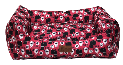 Dış Mekan Yatak Köpek Desenli Kırmızı Size1