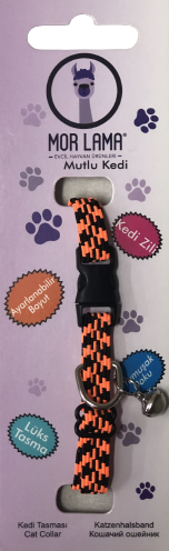 Kedi Boyun Tasması Lastikli Turuncu Siyah