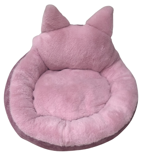 Kedi Kulaklı Simit Yatak Pembe