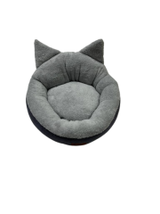 Kedi Kulaklı Simit Yatak Gri