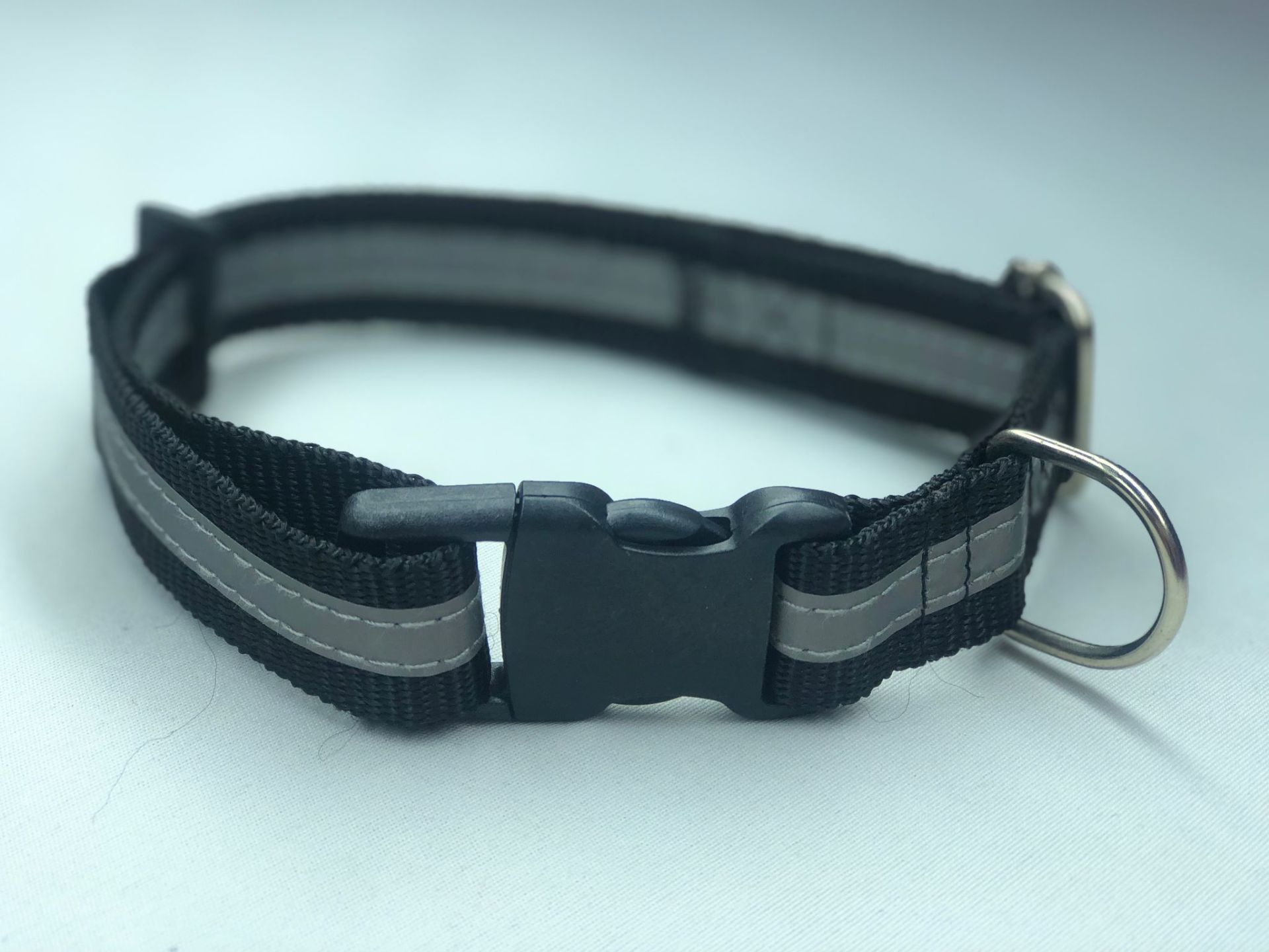 Mor Lama Köpek Boyun Tasması Plastik Tokalı Reflektörlü Siyah