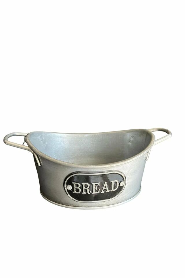 Metal Bread Plakalı Ekmeklik Gümüş Renk 12x18 cm