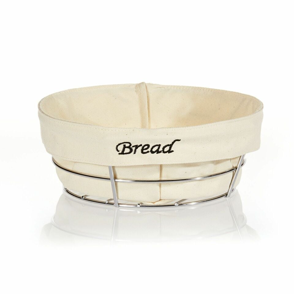 Beyaz Bezli Ekmek Sepeti Bakır 23*23 Cm
