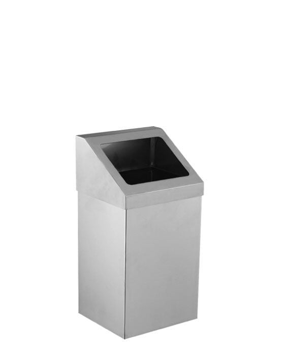 Krom Açık Çatı Kapaklı Çöp Kovası 16 Litre