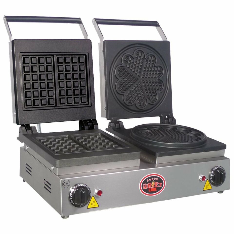 Üret Çelik Çiftli Kare-Papatya Waffle Makinesi WF 9