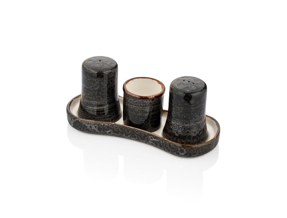 By Bone Cowry Black Gastro Tuzluk Biberlik Kürdanlık Tabağı