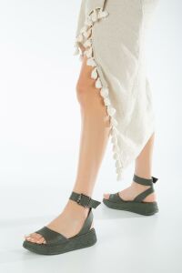 Haki Hakiki Deri Kadın Sandalet SK23Y501-HK