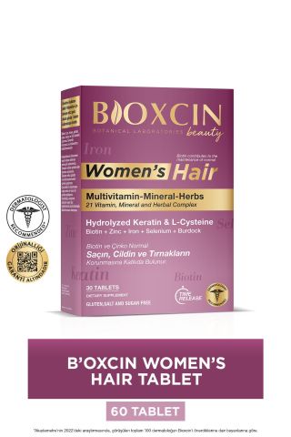 Bioxcin Womens Hair 30 Tablet - Keratin Kolajen Biotin Çinko Demir Selenyum Dul Avrat L Sistein.