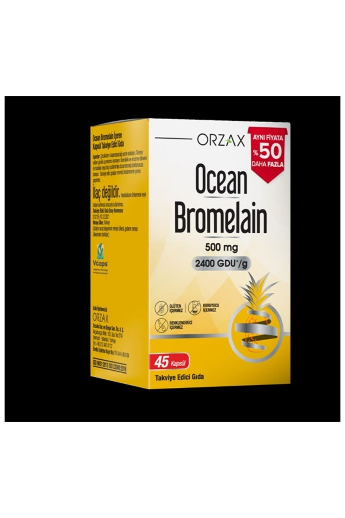 Ocean Bromelain 500 Mg Food Supplement 30 Capsules main image 1