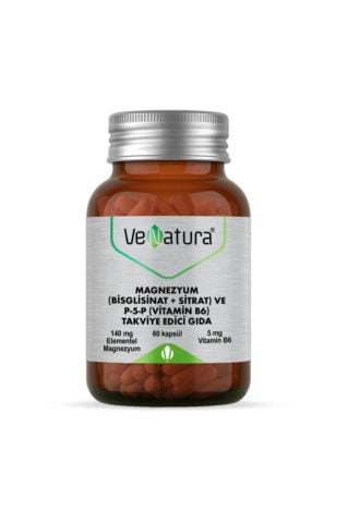 Venatura Magnezyum Bisglisinat Sitrat ve P-5-P Vitamin B6 60 Kapsül