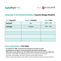 Peugeot 301,Citroen C-Elysee için Ön Cam Tamir Seti-Sağ-Sol-SET