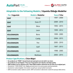 Volkswagen, Skoda, Audi, Seat için Arka Su Fıskiye Memesi
